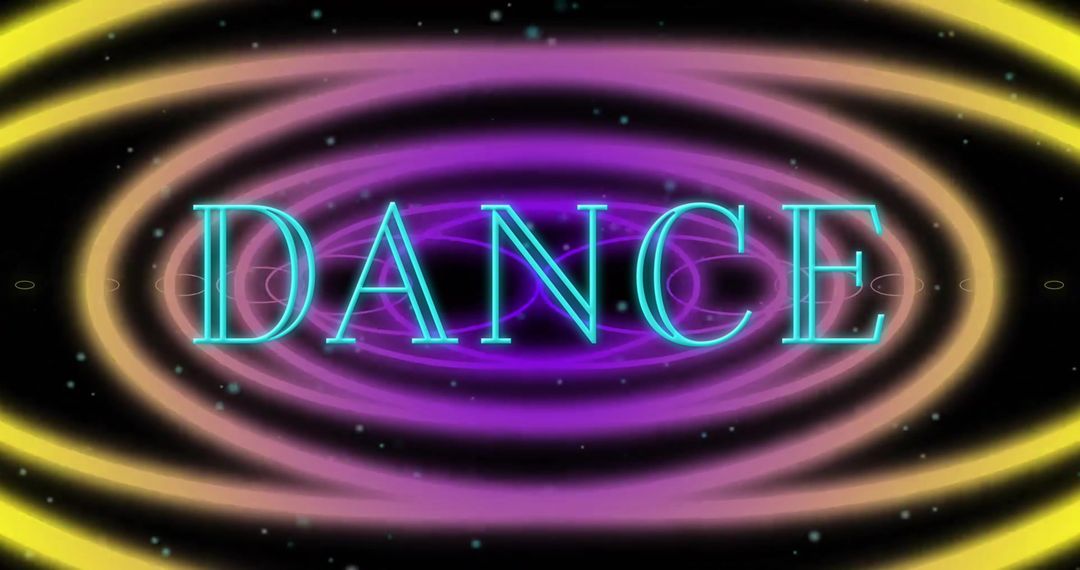 Vibrant Dance Text with Neon Tunnel Conceptual Background