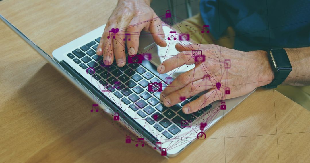 Digital Connectivity Concept with Globe of Icons and Laptop