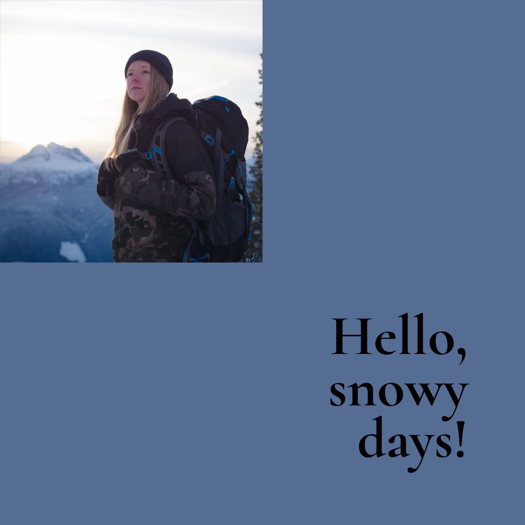 Adventurous Woman Embracing Winter Mountain Landscape