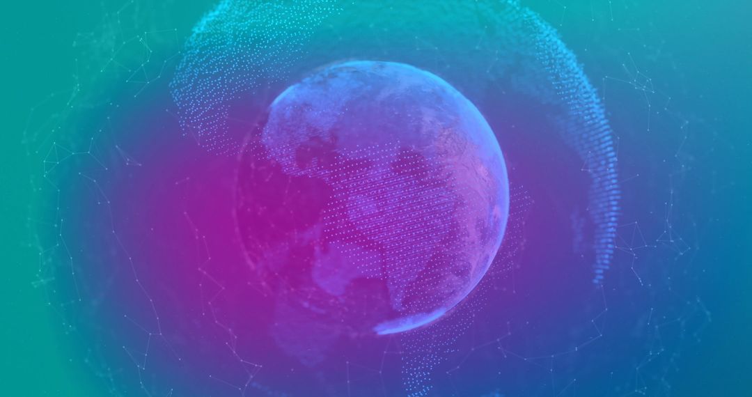 Global Network Connectivity Across Digital Planet in Cyber Blue