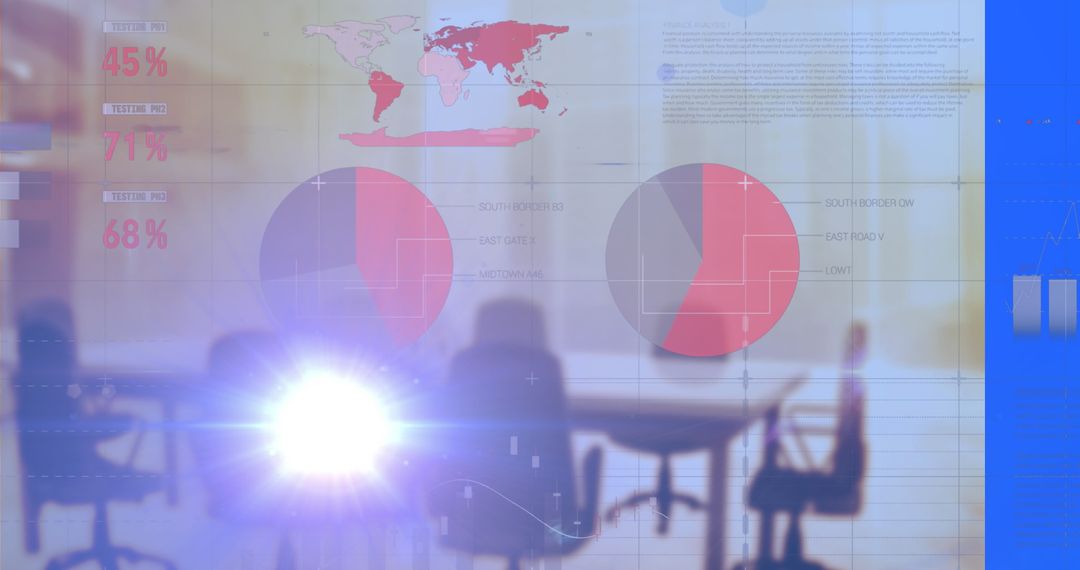 Projector Beam and Data Overlays in Modern Conference Room