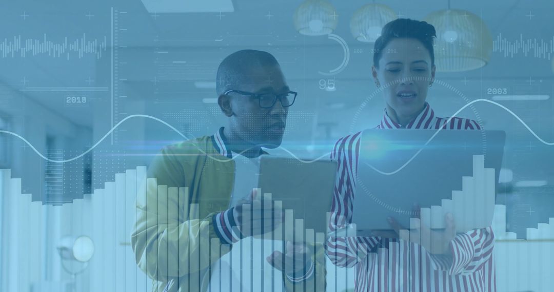 Analysts Collaborate on Innovative Data Analytics in Modern Office