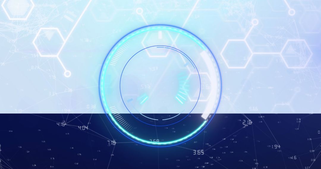 Digital Interface with Futuristic Processing Circle and Chemical Networks