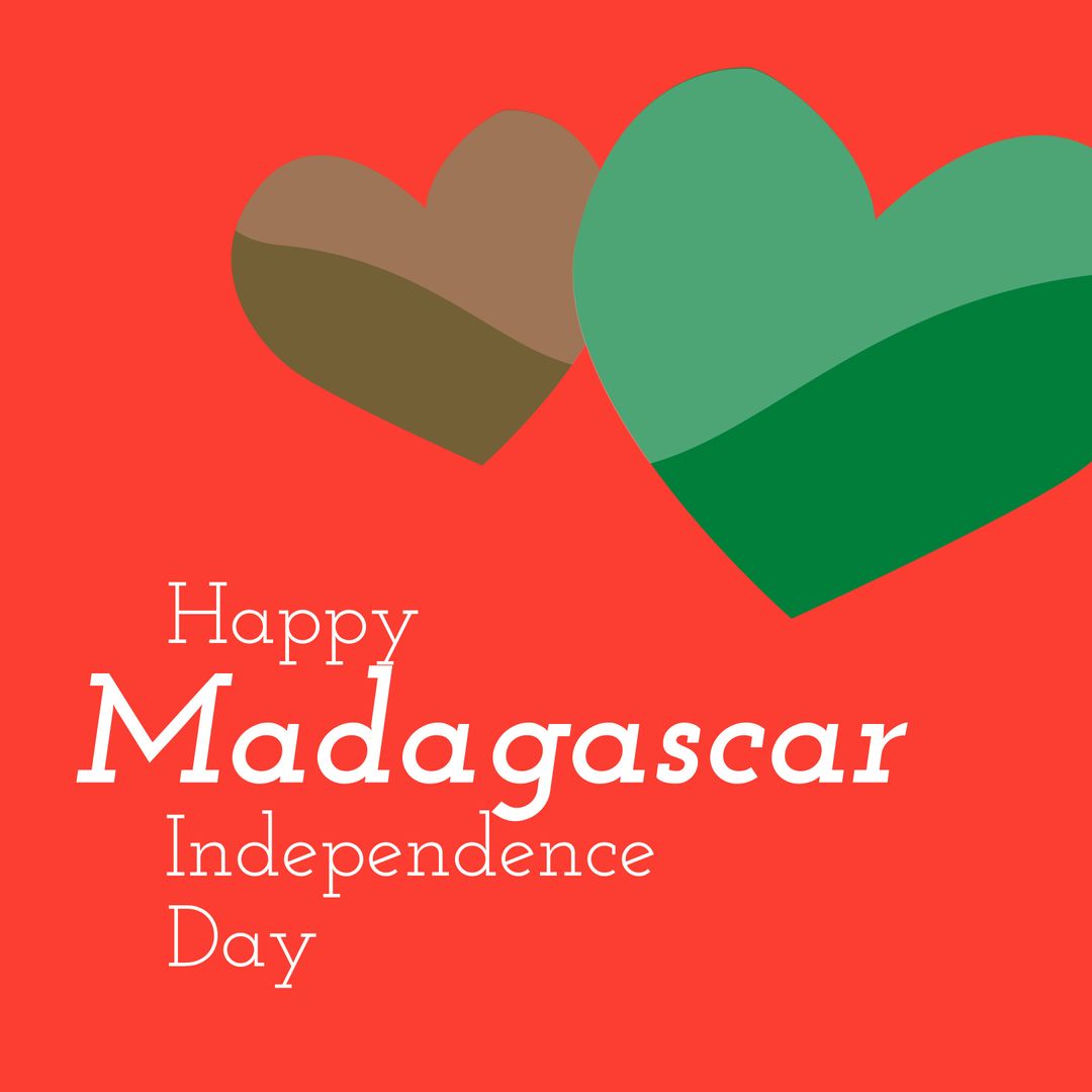 Madagascar Independence Day Celebration Design With Heart Shapes