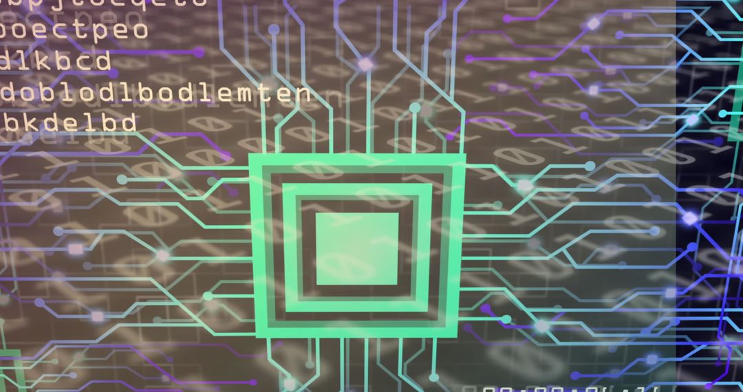 Abstract Circuit Board with Digital Elements