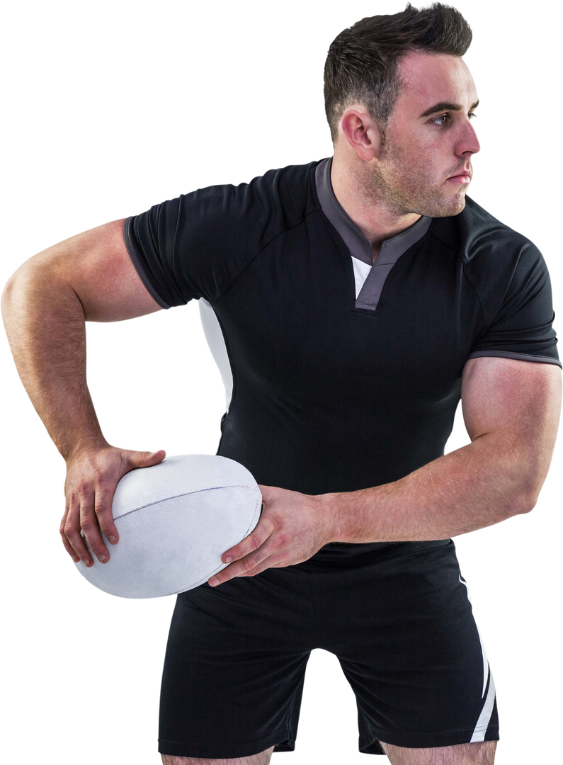 Focused Rugby Player Throwing Ball Isolated on Transparent Background - Download Free Stock Images Pikwizard.com