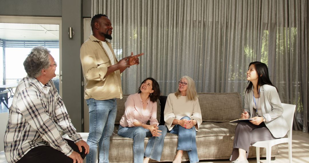 Therapist Engaging with Group in Collaborative Session