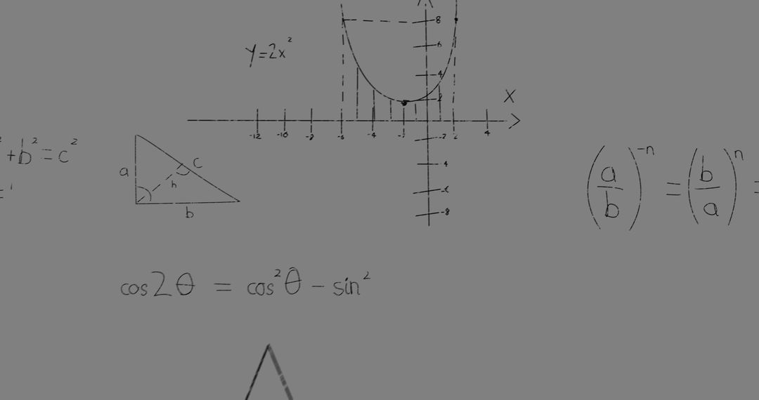 Mathematical Graphs and Formulas on Gray Background