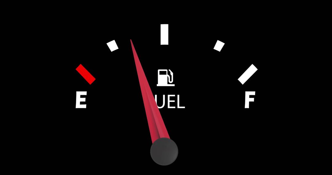 Close-up of Fuel Gauge Showing Empty Tank