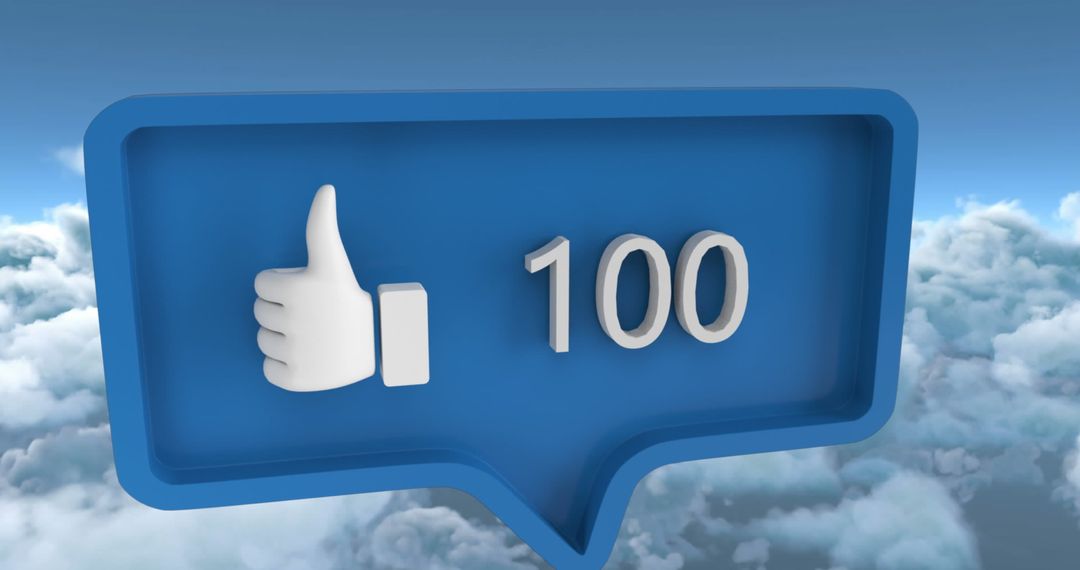 Social Media Like Notification Hovering Above Clouds