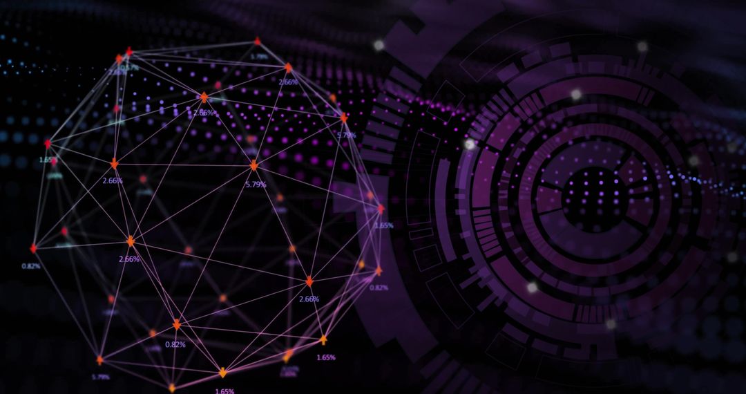 Global Network and Digital Interface on Purple Background