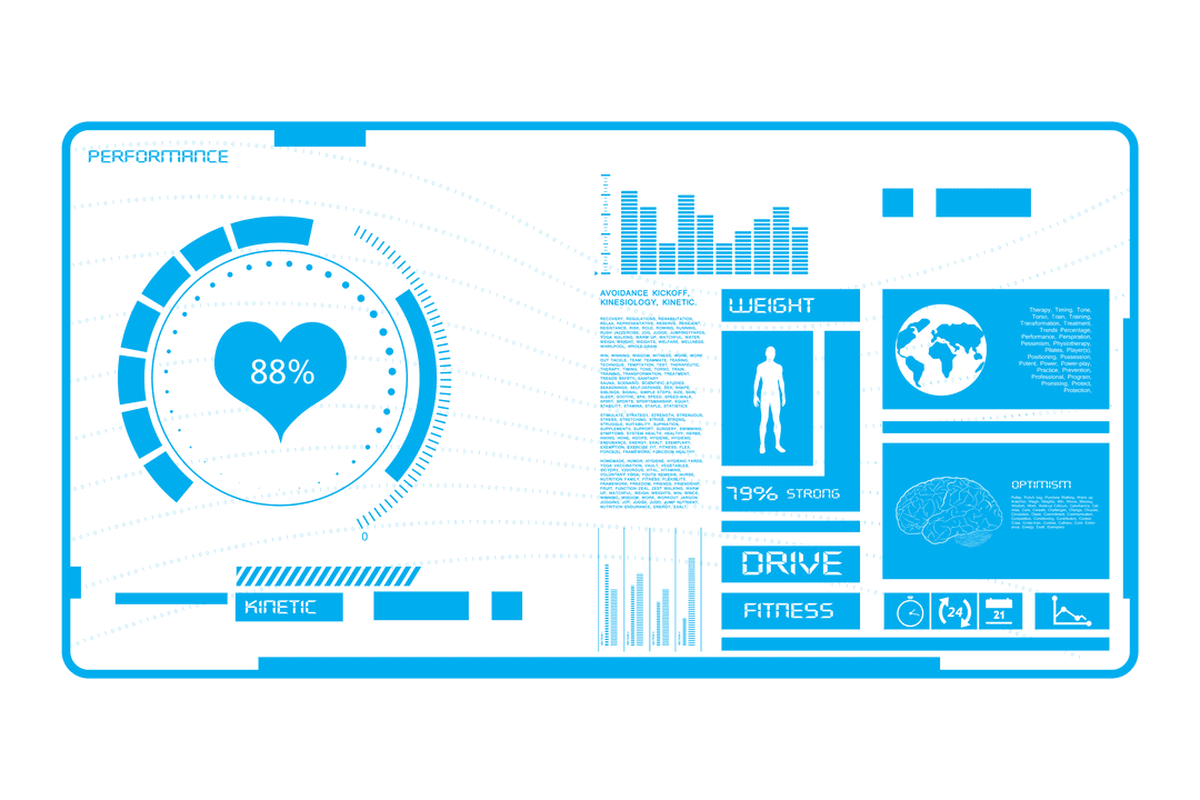 Transparent Digital Interface Concept with Graphs and Icons