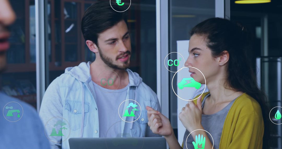 Coworkers Discussing Environmental Sustainability Concepts