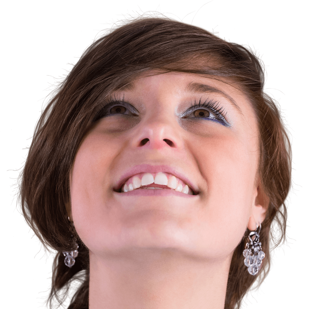 Transparent Image of Young Woman Looking Up with Hope