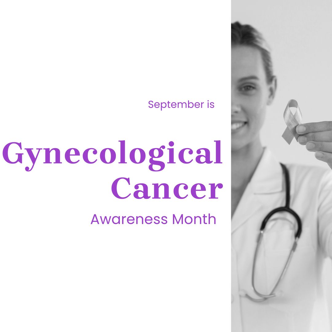 Gynecological Cancer Awareness Month with Female Doctor Holding Awareness Ribbon - Download Free Stock Templates Pikwizard.com