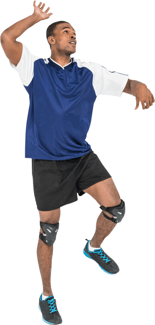 Transparent Background Sportsman Playing Volleyball with Enthusiasm