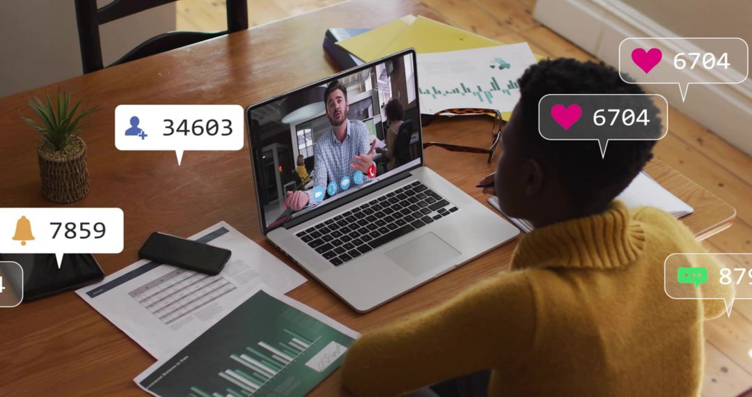 Home Workspace with Analytics and Notifications Concept