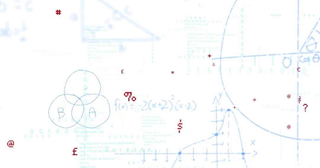 Abstract Mathematical Data Process Concept with Light Blue Illustrations