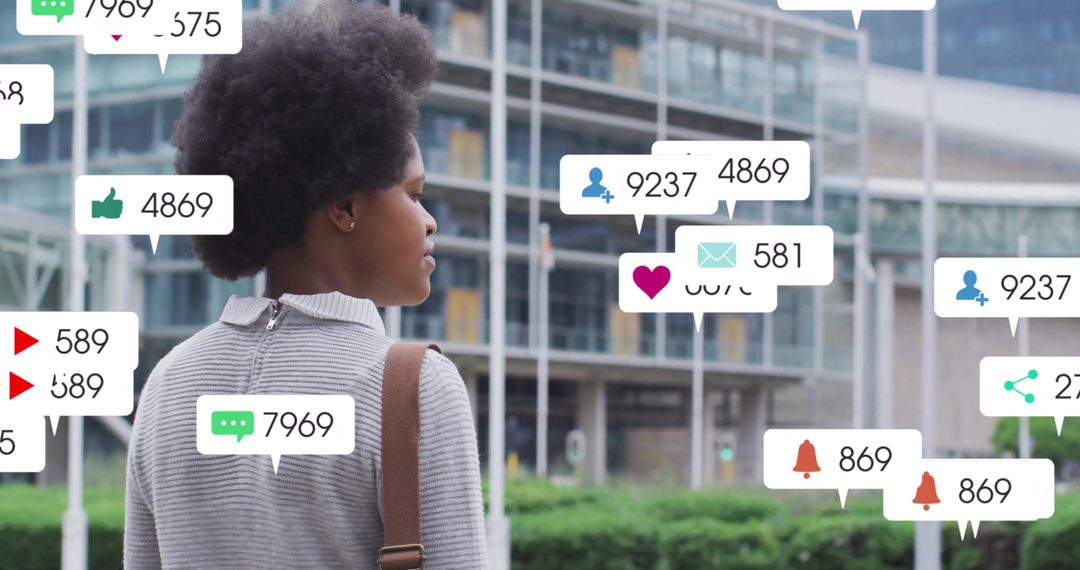 Person Engaged in Digital Networking with Social Media Notifications