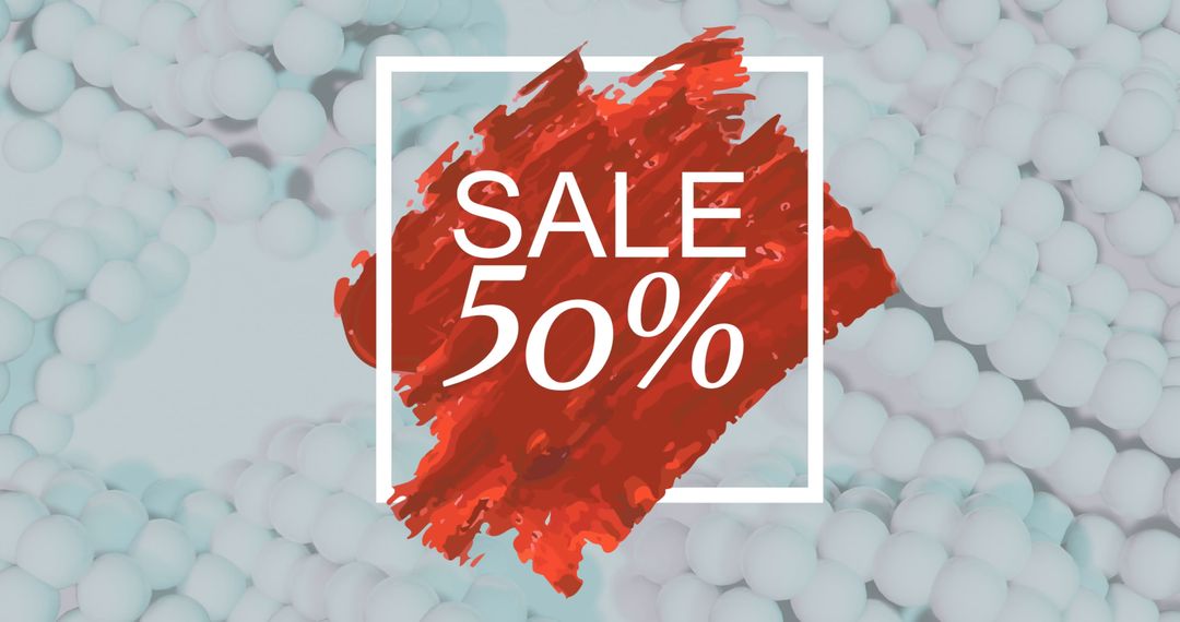 50% Sale Announcement with Bold Red and White Background