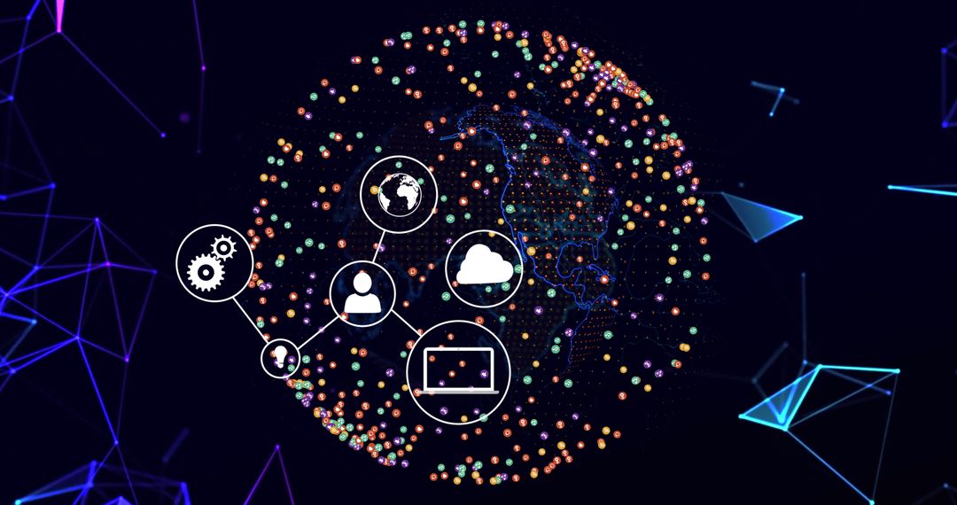 Global Digital Network Interface with Spinning Globe