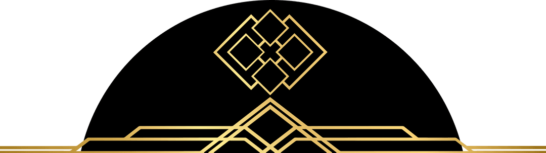 Art Deco Emblem with Golden Geometric Design on Transparent Background