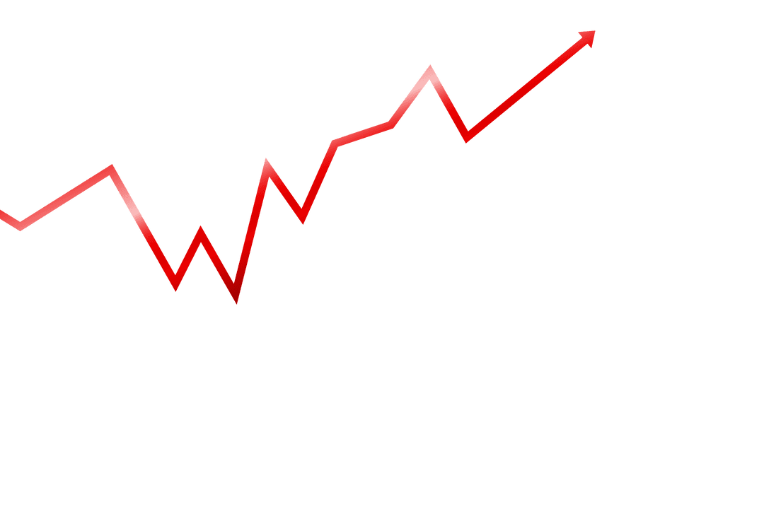Red Arrow with Transparent Background Indicating Rising Trend