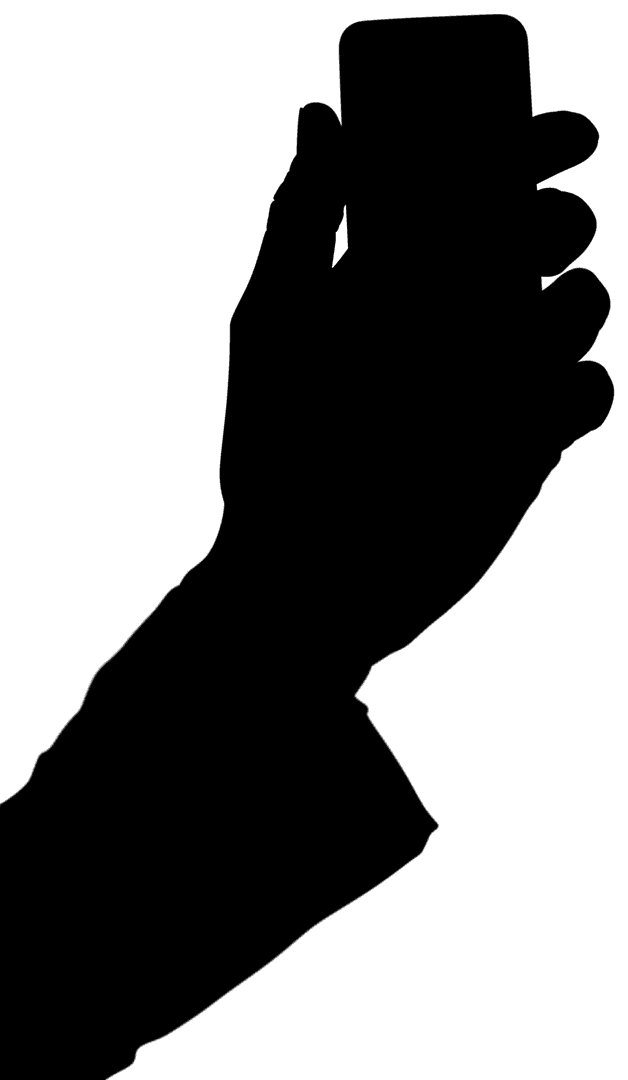 Transparent Hand Holding Smartphone Silhouette on Clear Background