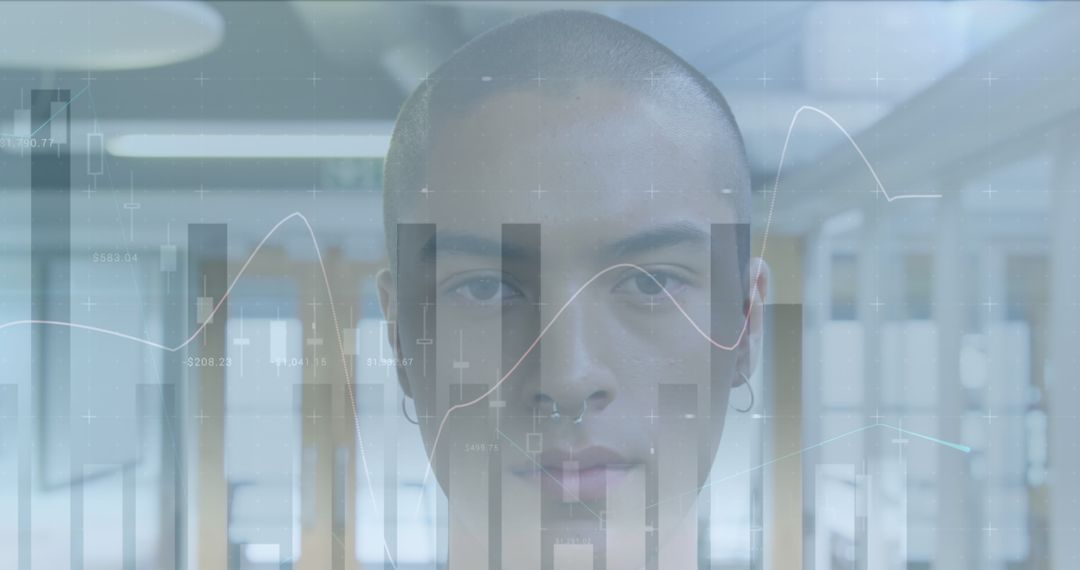 Digital Interface with Financial Data Overlay on Diverse Business Professional