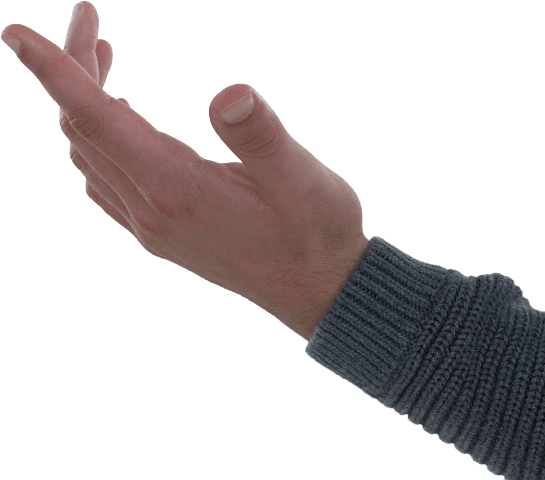 Transparent Hand Gesture Upward Waving in Gray Sweater