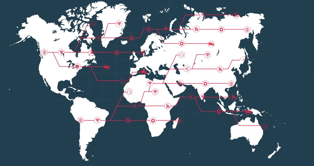 Global Communication Network Expanding Across World Map