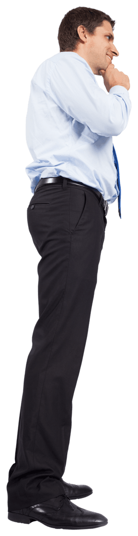 Transparent Background Smiling Caucasian Businessman Holding Chin