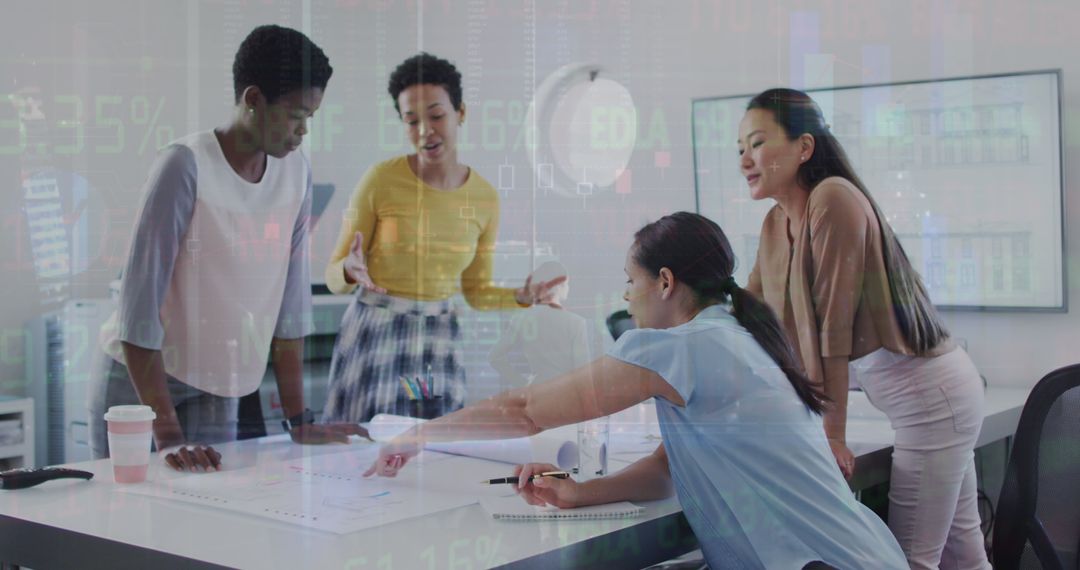 Diverse Team Collaborating on Financial Strategies in Office