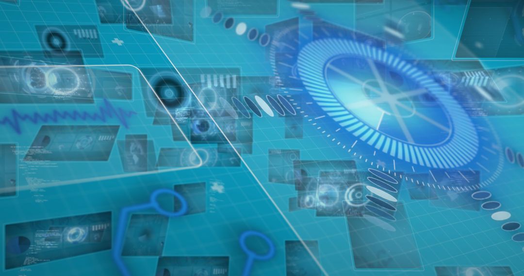 Futuristic Interface with Data Processing Screens