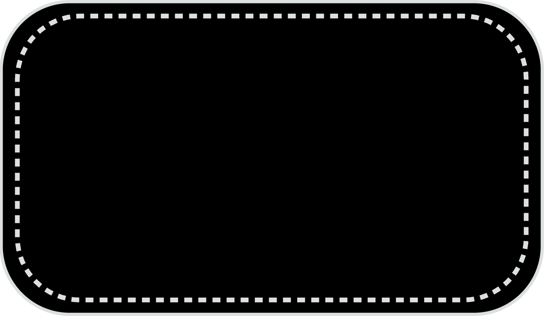 Black Label with White Stitched Edge Design on Transparent Background