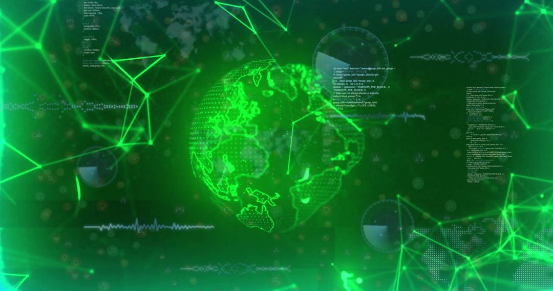 Digital Globe with Data Streams in Green
