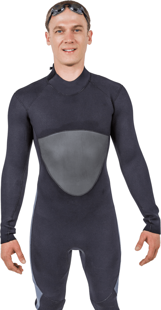 Transparent Image of Smiling Athlete in Full Wetsuit