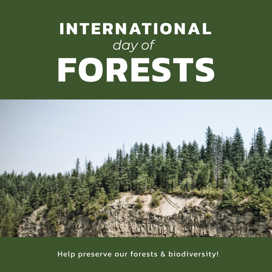 International Day of Forests Conservation Message with Mountain and Forest View - Download Free Stock Templates Pikwizard.com