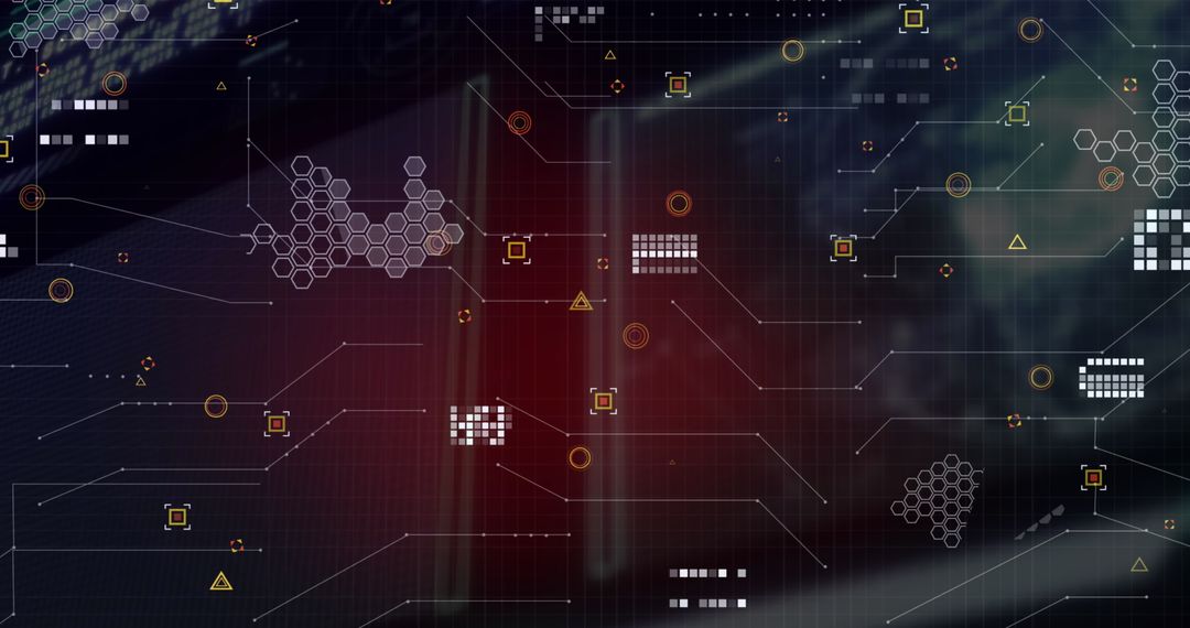 Abstract AI Concept with Geometric Patterns and Digital Brain