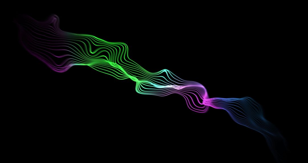 Flowing Lines of Digital Data Connection in Neon Colors
