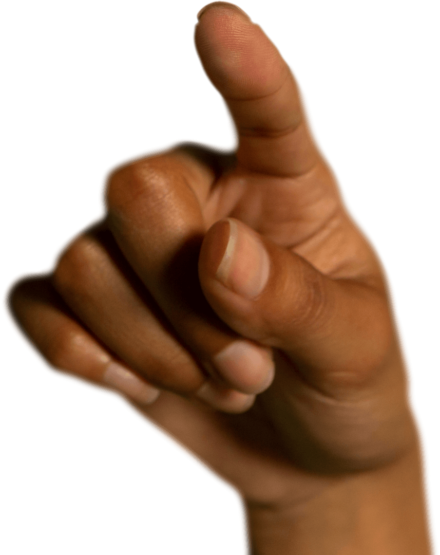 Close-Up of Hand with Pointing Finger Transparent Background