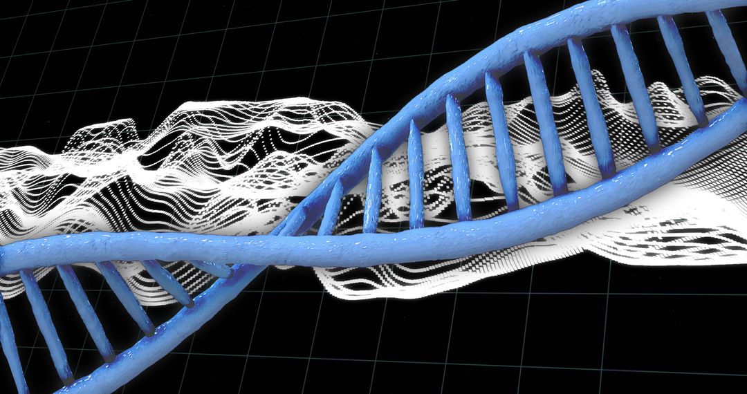 DNA Strand Over Dynamic Waves Grid Genetic Visualization