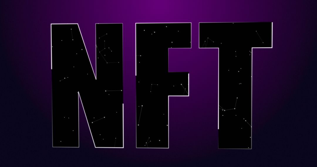 NFT Text Over Violet Abstract Digital Background