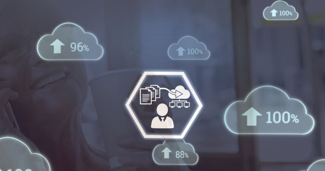 Senior Woman Engaging with Cloud-Based Networking Technology Concept