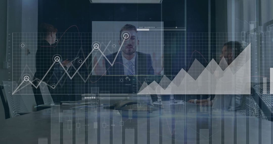 Modern Business Team Analyzing Financial Graph on Digital Interface