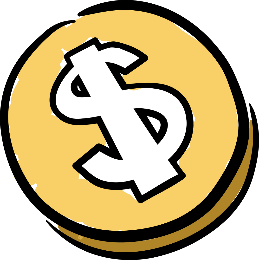 Golden Dollar Coin Illustration on Transparent Background