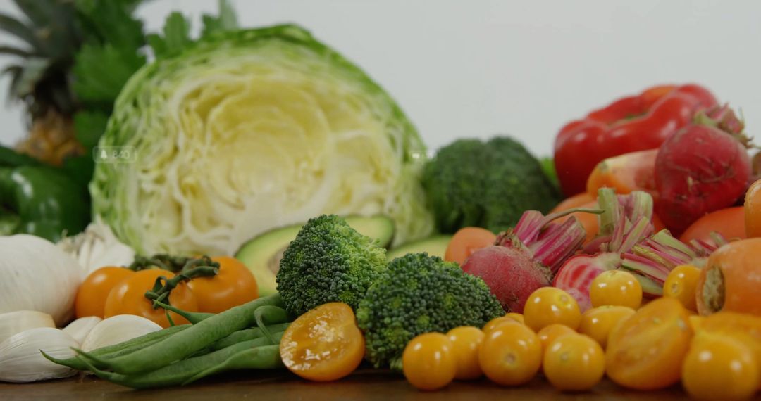 Assorted Fresh Vegetables Display with Vibrant Colorful Produce
