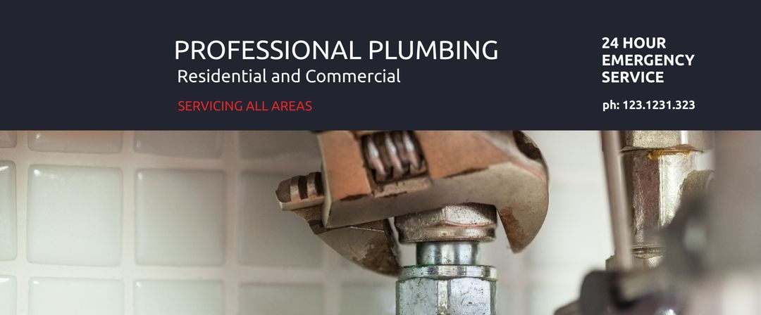 Plumbing Services Banner with Pipe Wrenches and Emergency Contact - Download Free Stock Templates Pikwizard.com