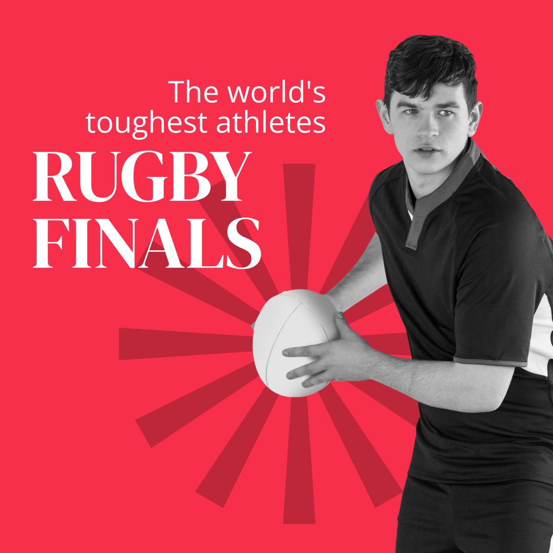 Rugby Finals Promotion with Focused Player and Dramatic Text