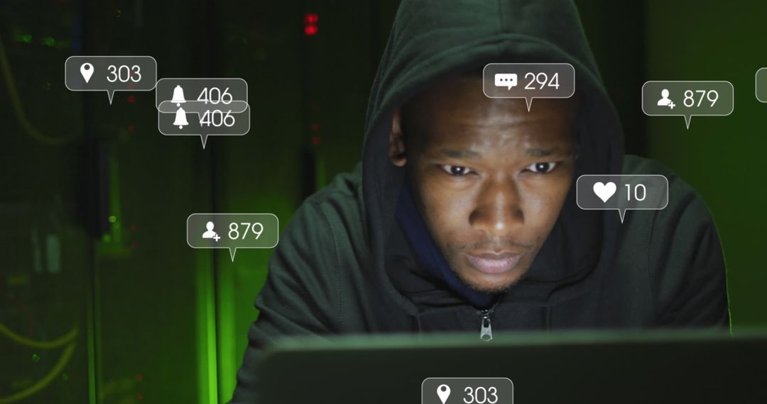 Focused Programmer Working Amid Social Media Data Visualization